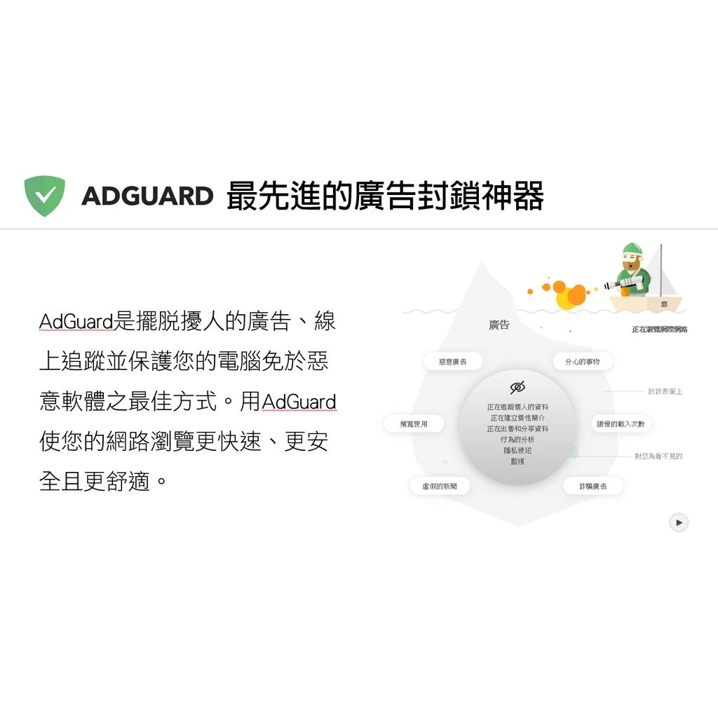 ADGUARD：廣告封鎖器-3台裝置終身